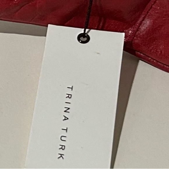 Trina Turk Elegant Red Leather shoulder bag Clutch with Chain strap NWT - Picture 9 of 11